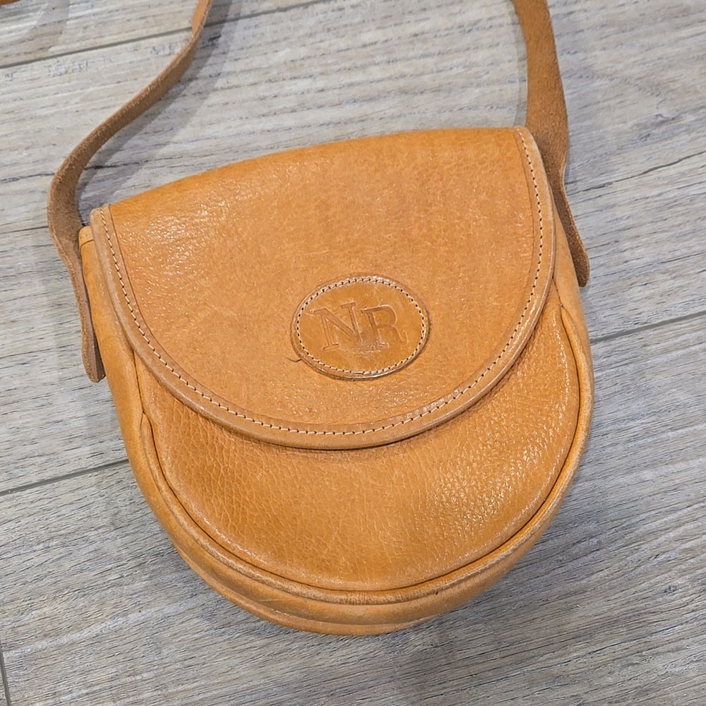 Vintage/Retro 90's Tan Leather Crossbody Northern Reflections Bag - Picture 2 of 10